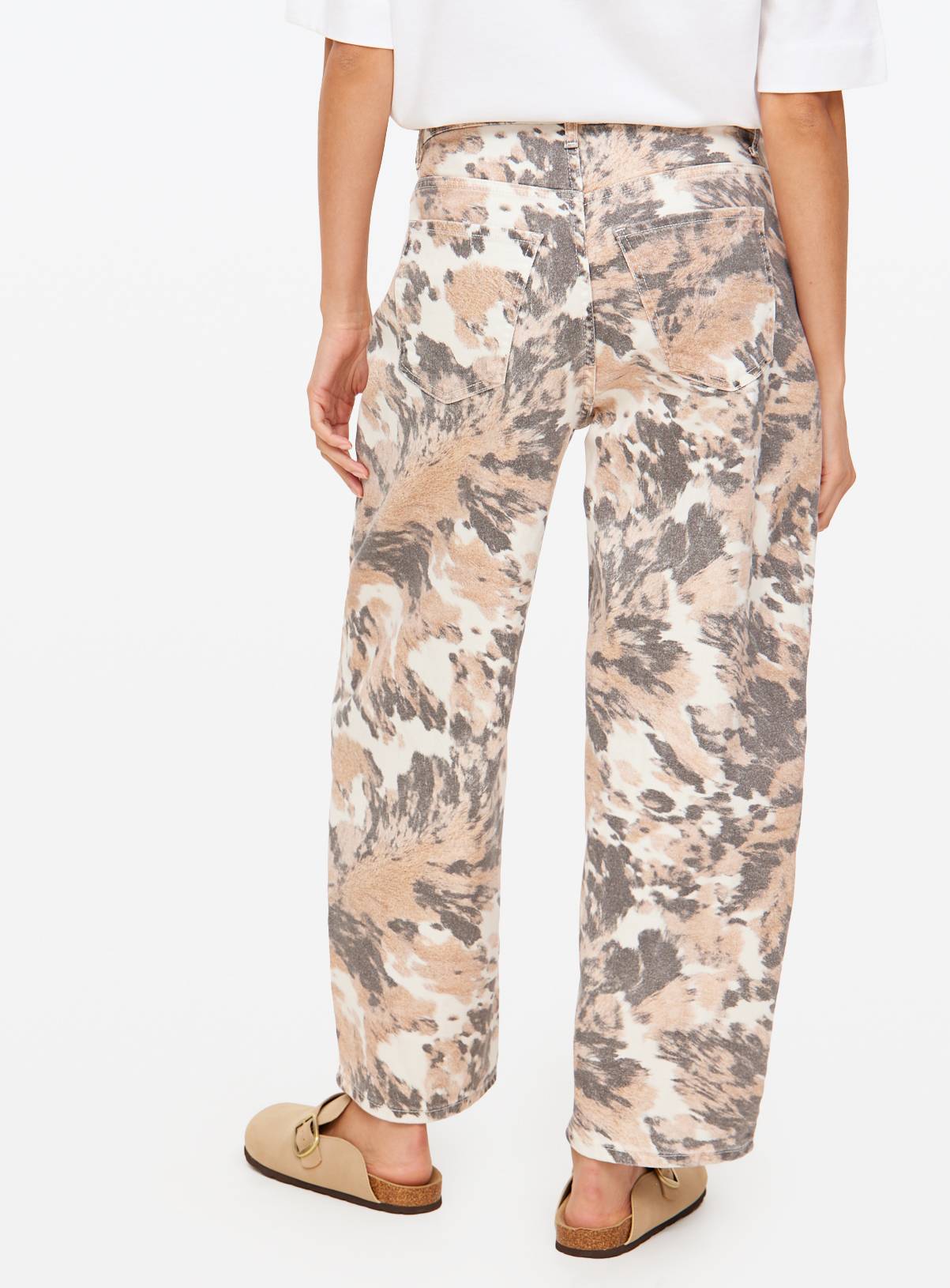 Cow Print Relaxed Barrel Leg Denim Jeans 12L - Image 4